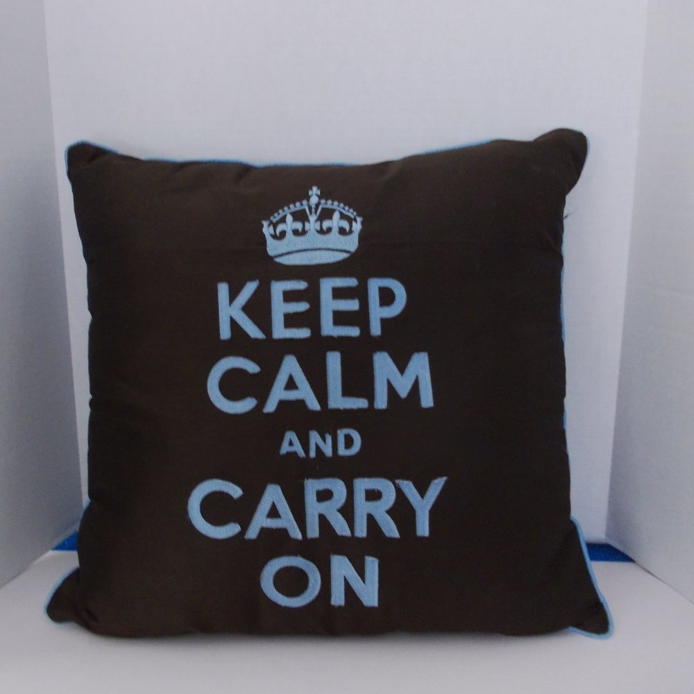 Edie Inc. KEEP CALM AND CARRY ON Pillow